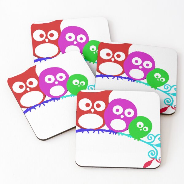 Item preview, id36 Colorful Cute Big eyes, confused Owl family, Daddy Owl, Mommy Owl and baby Owl, Surprised funny birds standing on the tree, Funny Animals, Funny Owls, Family , Funny Families, Confused Owls, designed and sold by bcbutika.