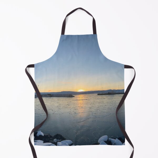 Item preview, Icy harbor sunset in winter designed and sold by DrAgonPhotos.