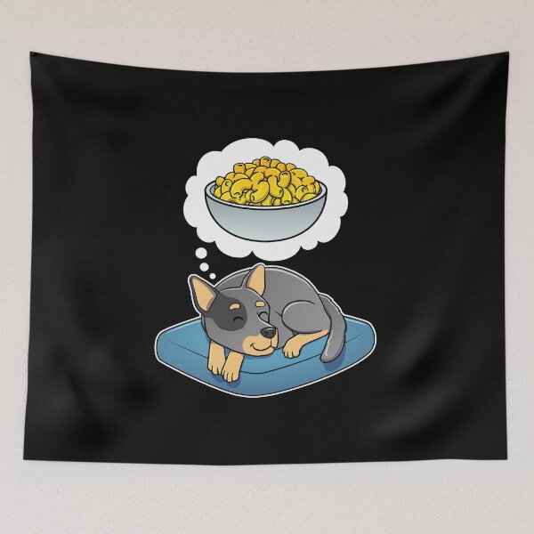 Item preview, Australian Cattle Dog dreaming about Macaroni and Cheese designed and sold by DoggieDelights.