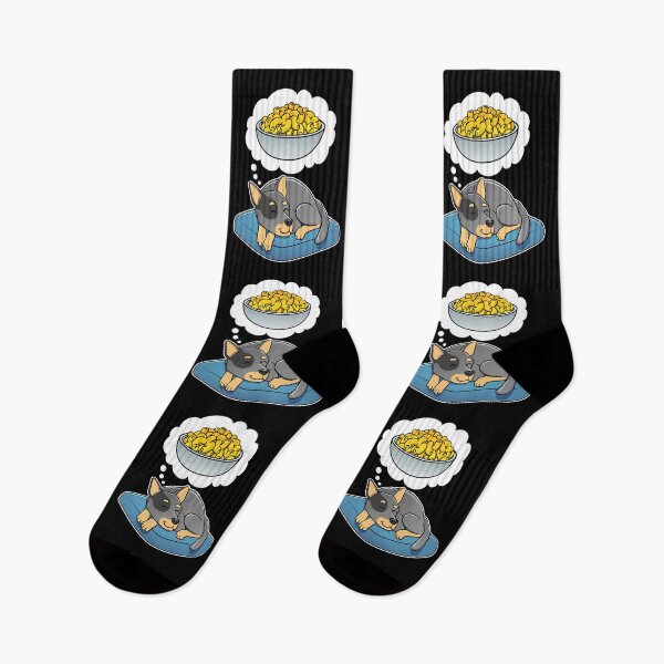 Item preview, Australian Cattle Dog dreaming about Macaroni and Cheese designed and sold by DoggieDelights.