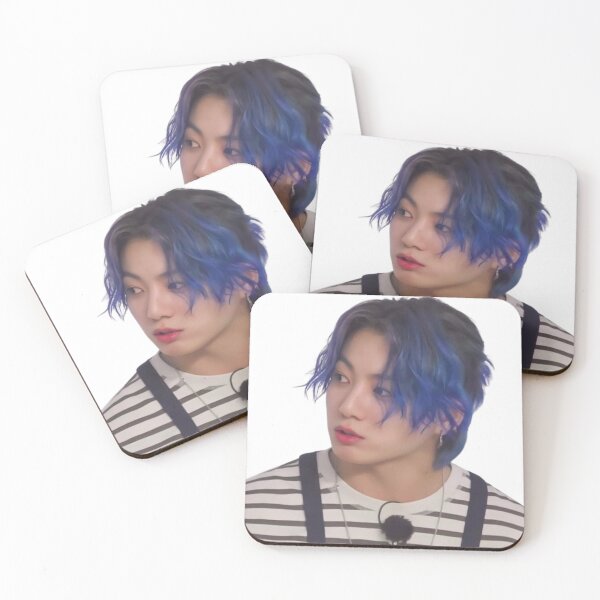 Item preview, Jungkook BTS lovely face blue hair designed and sold by tokki-drawings.