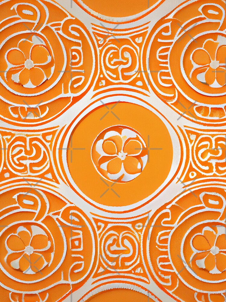 Aperçu 4 sur 4. Coque iPhone avec l'œuvre Orange Irregular Asian Pattern Digital Painting créée et vendue par CodeAndColors.