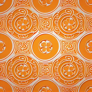 Imagen de la obra Orange Irregular Asian Pattern Digital Painting de CodeAndColors