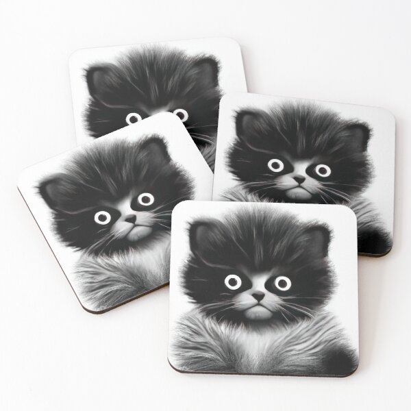 Item preview, Cat Kitten Cute Black and White Drawing designed and sold by phillipbooth.
