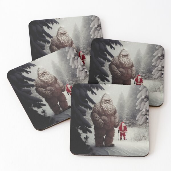Item preview, Huge Bigfoot with Small Santa Claus Digital Painting designed and sold by CodeAndColors.