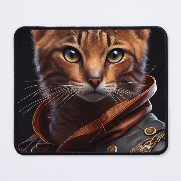 Item preview, Abyssinian cat wears a leather jacket Cat Breed Portrait designed and sold by Nalaxation.