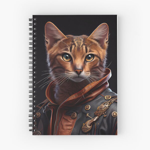 Item preview, Abyssinian cat wears a leather jacket Cat Breed Portrait designed and sold by Nalaxation.
