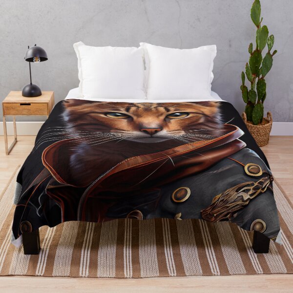 Item preview, Abyssinian cat wears a leather jacket Cat Breed Portrait designed and sold by Nalaxation.