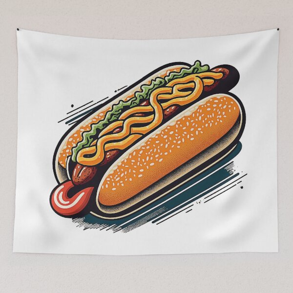 Item preview, Ukiyoe Hotdog: A Traditional Japanese Woodblock Print of a Hotdog in the Ukiyoe Style. designed and sold by BotTastic.