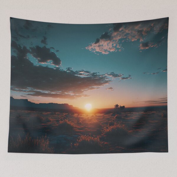 Item preview, Beautiful illustration of western scenery at sunset with blue sky designed and sold by Skyfe.