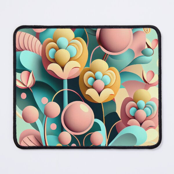 Artikelvorschau, Cartoon Surreal Pastel Floral Pattern Digital Painting entworfen und verkauft von CodeAndColors.