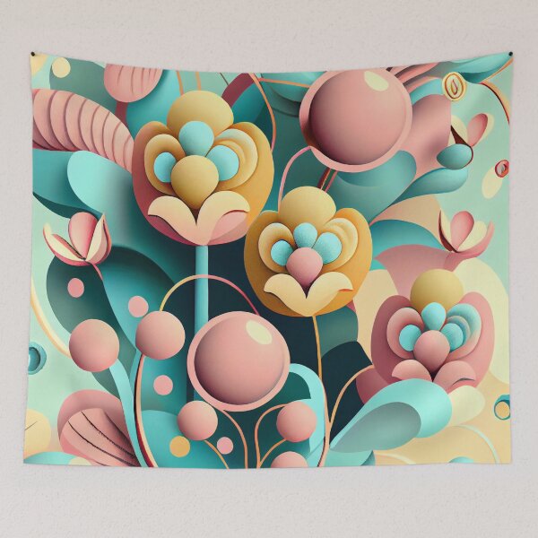 Item preview, Cartoon Surreal Pastel Floral Pattern Digital Painting designed and sold by CodeAndColors.