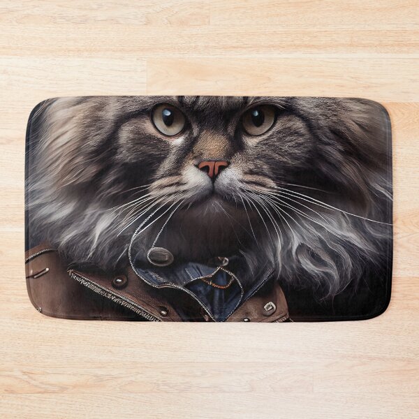Item preview, British Longhair wears a leather jacket Cat Breed Portrait designed and sold by Nalaxation.