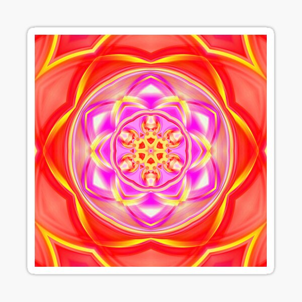Flower mandala - red + yellow + pink Sticker