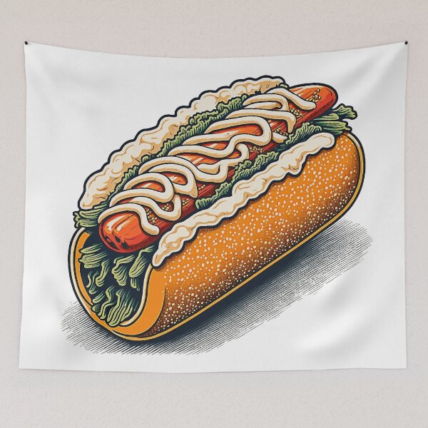 Item preview, Ukiyoe Hotdog: A Traditional Japanese Woodblock Print of a Hotdog in the Ukiyoe Style. designed and sold by BotTastic.