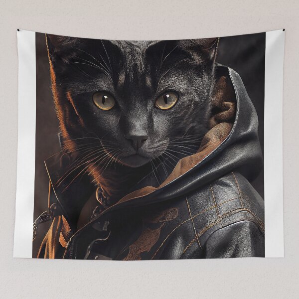 Item preview, Bombay cat wears a leather jacket Cat Breed Portrait designed and sold by Nalaxation.