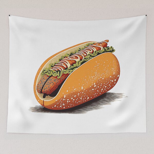 Item preview, Ukiyoe Hotdog: A Traditional Japanese Woodblock Print of a Hotdog in the Ukiyoe Style. designed and sold by BotTastic.