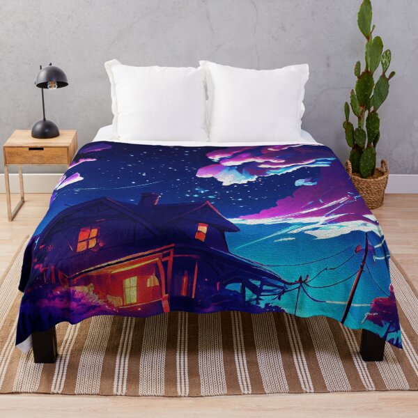 Item preview, Illuminated House under a Star-Studded Night Sky with Cloudy Atmosphere designed and sold by Trendy Valley .