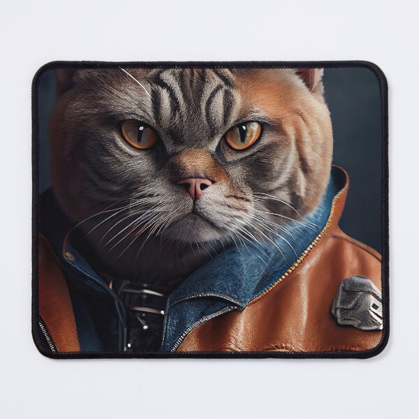 Item preview, British Shorthair cat wears a leather jacket Cat Breed Portrait designed and sold by Nalaxation.
