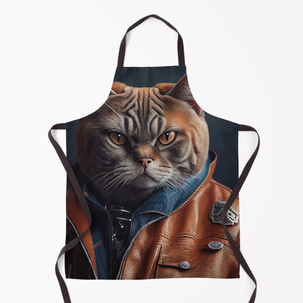 Item preview, British Shorthair cat wears a leather jacket Cat Breed Portrait designed and sold by Nalaxation.