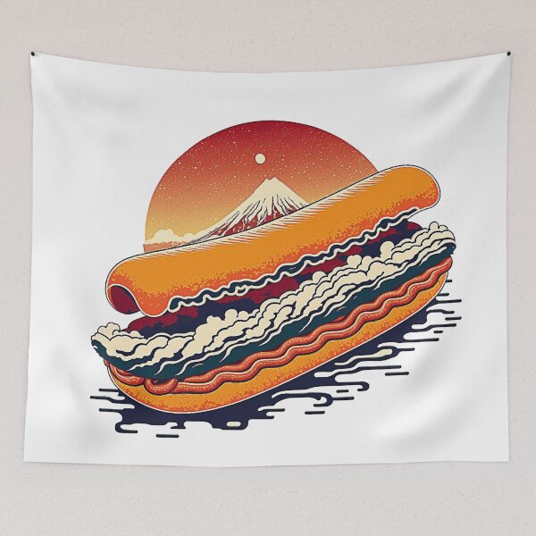 Item preview, Ukiyoe Hotdog: A Traditional Japanese Woodblock Print of a Hotdog in the Ukiyoe Style. designed and sold by BotTastic.