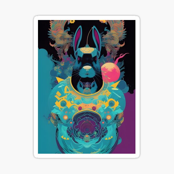 Colorful Year of the Rabbit 08 AI Art Sticker