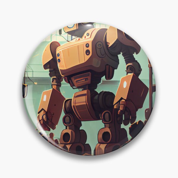 Item preview, Bright Cartoon Robot in Busy Factory Digital Painting designed and sold by CodeAndColors.