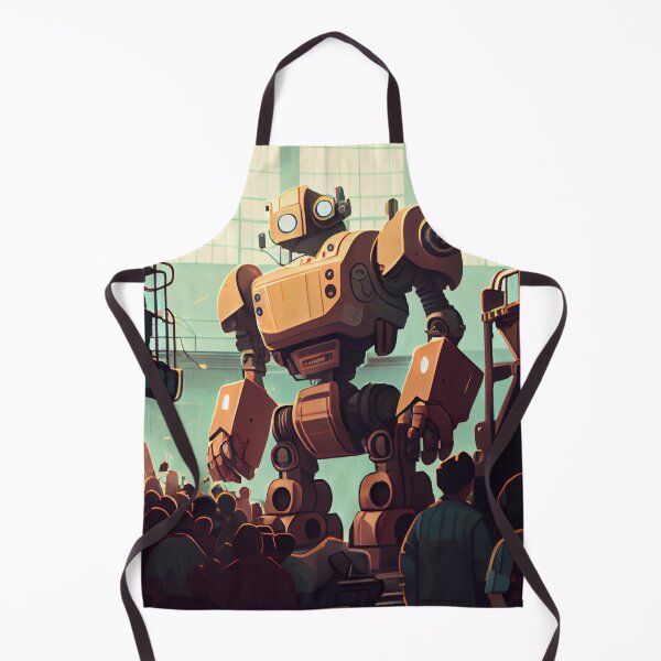 Item preview, Bright Cartoon Robot in Busy Factory Digital Painting designed and sold by CodeAndColors.