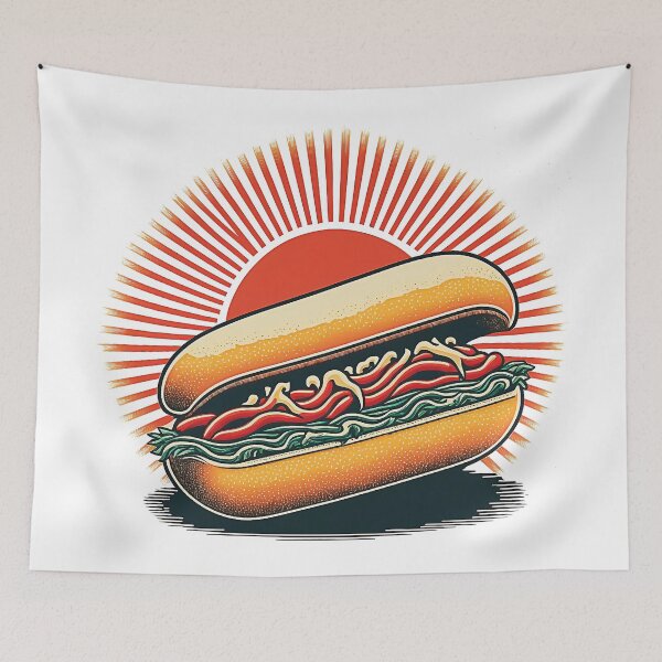 Item preview, Ukiyoe Hotdog: A Traditional Japanese Woodblock Print of a Hotdog in the Ukiyoe Style. designed and sold by BotTastic.