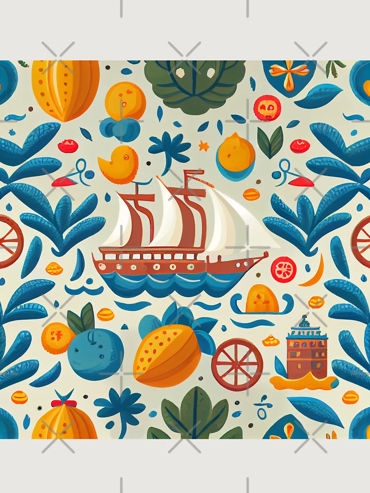 Thumbnail 6 von 6, Premium Oversized Pullover, Cartoon New Mediterranean Pattern Digital Painting designt und verkauft von CodeAndColors.