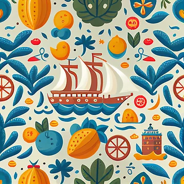 Vorschaubild zum Design Cartoon New Mediterranean Pattern Digital Painting von CodeAndColors
