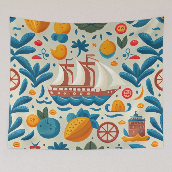 Item preview, Cartoon New Mediterranean Pattern Digital Painting designed and sold by CodeAndColors.