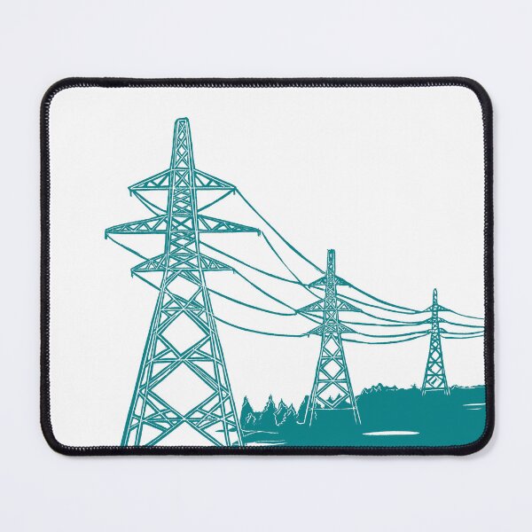Item preview, Turquoise Electricity Pylons Linocut Print. designed and sold by Maddy Bennett.