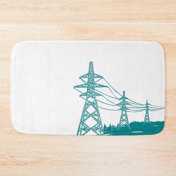 Item preview, Turquoise Electricity Pylons Linocut Print. designed and sold by Maddy Bennett.