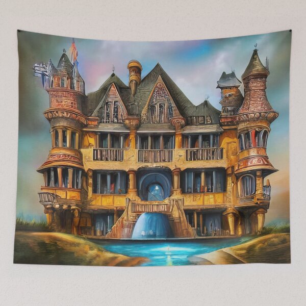 Item preview, Fantasy castle painting designed and sold by lalylaura.