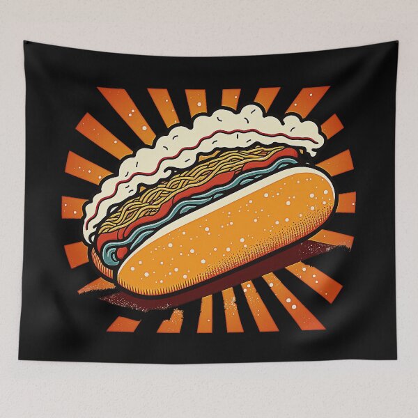 Item preview, Ukiyoe Hotdog: A Traditional Japanese Woodblock Print of a Hotdog in the Ukiyoe Style. designed and sold by BotTastic.