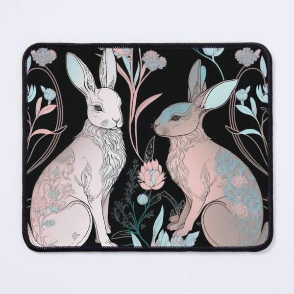 Item preview, Rabbit Art Pattern Woodcarving Style | Cute Pastel Rabbits | Year of the Rabbit | Rabbit Couple| Pastel Easter Rabbit | high resolution designed and sold by Synthetic-Intel.