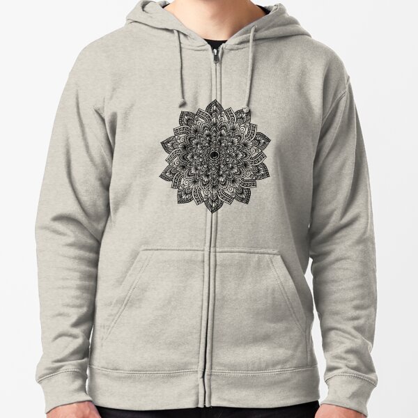 Arte de mandalas Sudadera con capucha y cremallera