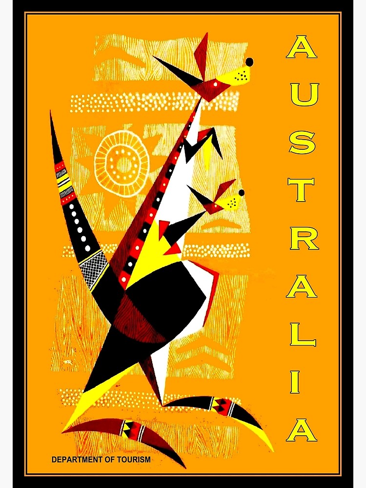 ""AUSTRALIA" Art Deco Kangaroo's Travel Print" Poster for Sale by