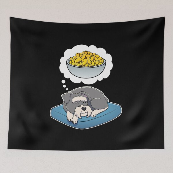 Item preview, Miniature Schnauzer dreaming about Macaroni and Cheese designed and sold by DoggieDelights.