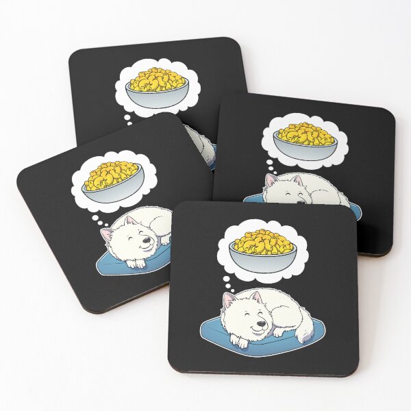 Item preview, Samoyed dreaming about Macaroni and Cheese designed and sold by DoggieDelights.