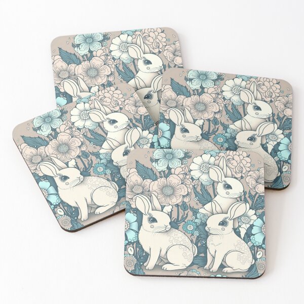 Item preview, Pastel Rabbit Collage Pattern | Rabbits and Flowers | Year of the Rabbit | Easter Rabbits | Group of Rabbits | high resolution  designed and sold by Synthetic-Intel.