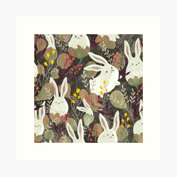 Rabbit flowers Art Print