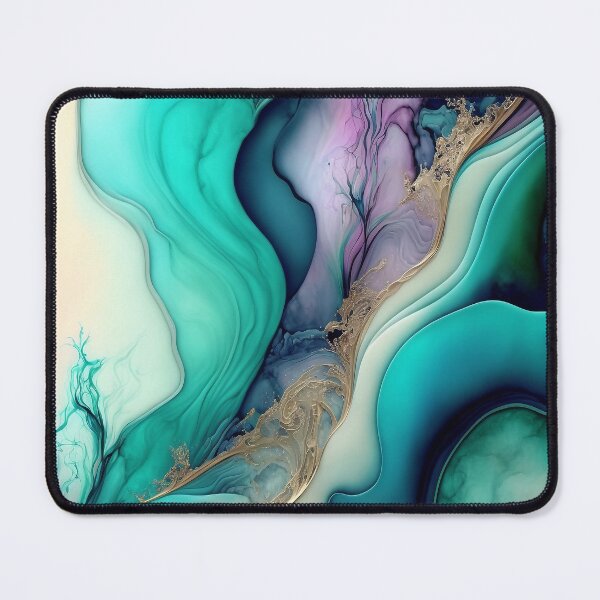 Item preview, Wavy Fluid Blue Teal Aquarium - Abstract Contemporary Resin Art designed and sold by inkvestor.