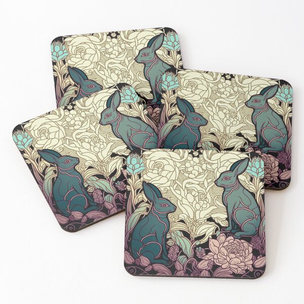 Item preview, Marron and Beige Pastel Rabbit Collage Pattern | Rabbits and Flowers | Year of the Rabbit | Easter Rabbits | Rabbit Couple | high resolution  designed and sold by Synthetic-Intel.