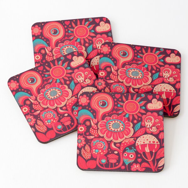 Item preview, Mystical Vibrant Kawaii Red Cute Contemporary Pattern Digital Painting designed and sold by CodeAndColors.