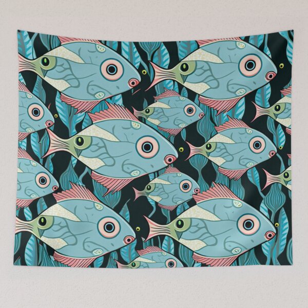 Item preview, Pastel Fish Collage Pattern | Fish and Seaweed | Group of fish | Pastel Fish | Swedish Fish | high resolution  designed and sold by Synthetic-Intel.