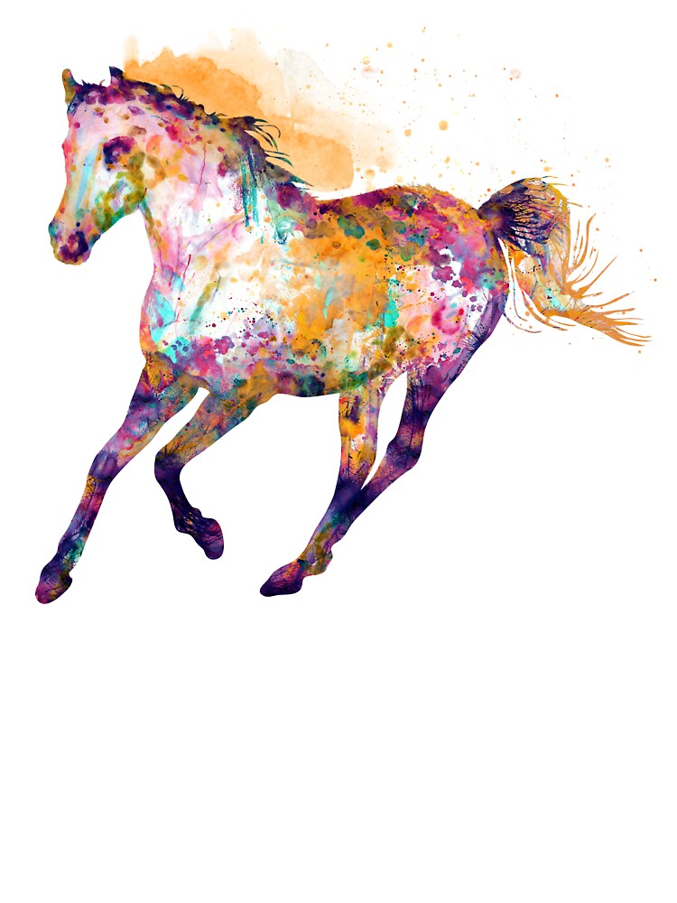 Watercolor Art Galloping Horse Equestrian T-Shirt Watercolor Art Galloping Horse Equestrian T-Shirt