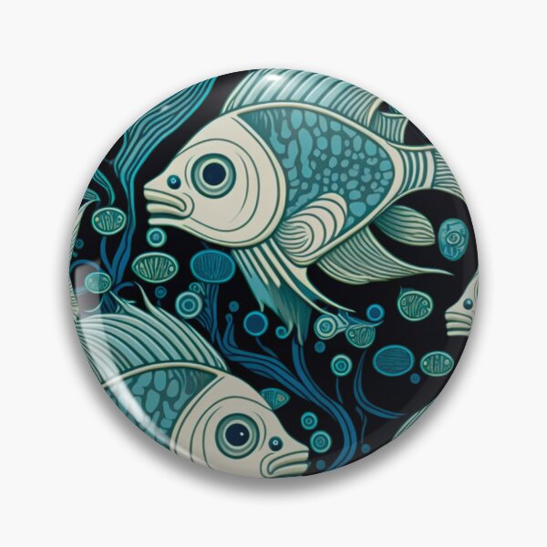 Item preview, Green Blue Fish Collage Pattern | Fish and Seaweed | Group of fish | Pastel Fish | Swedish Fish | high resolution  designed and sold by Synthetic-Intel.