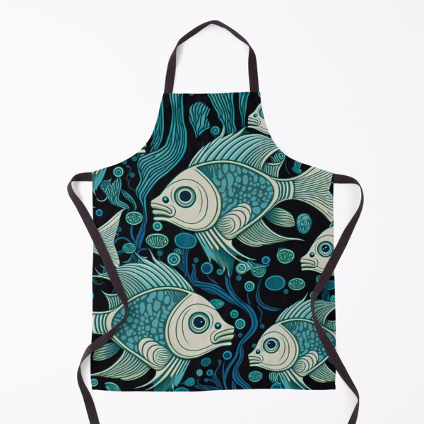 Item preview, Green Blue Fish Collage Pattern | Fish and Seaweed | Group of fish | Pastel Fish | Swedish Fish | high resolution  designed and sold by Synthetic-Intel.